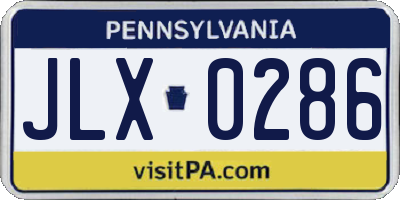 PA license plate JLX0286