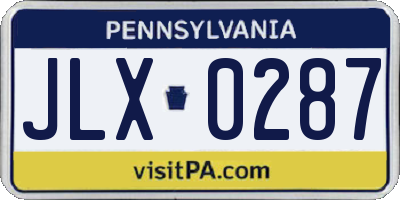 PA license plate JLX0287