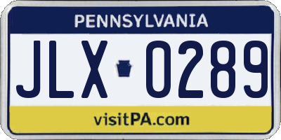 PA license plate JLX0289