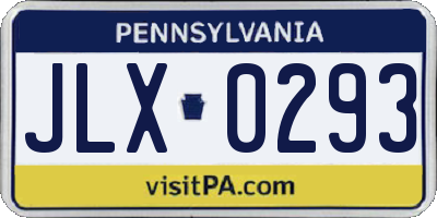 PA license plate JLX0293