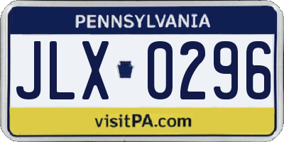 PA license plate JLX0296