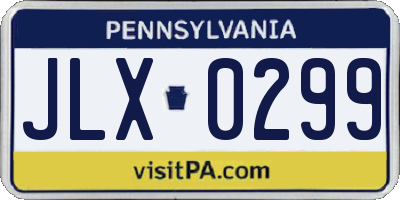 PA license plate JLX0299