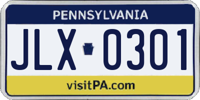 PA license plate JLX0301
