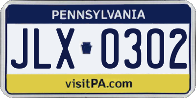 PA license plate JLX0302