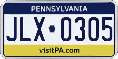 PA license plate JLX0305