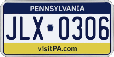 PA license plate JLX0306