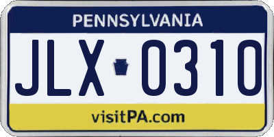 PA license plate JLX0310