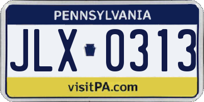 PA license plate JLX0313