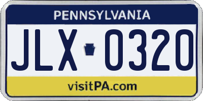 PA license plate JLX0320