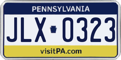 PA license plate JLX0323