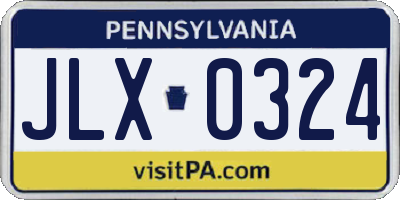 PA license plate JLX0324
