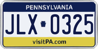 PA license plate JLX0325