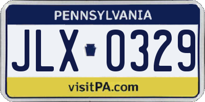 PA license plate JLX0329