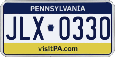 PA license plate JLX0330