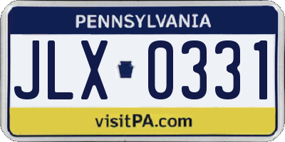 PA license plate JLX0331