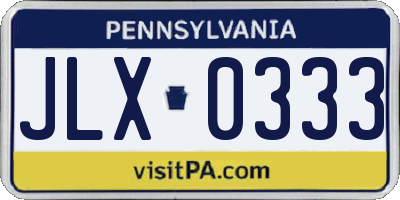 PA license plate JLX0333