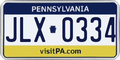 PA license plate JLX0334