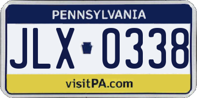 PA license plate JLX0338