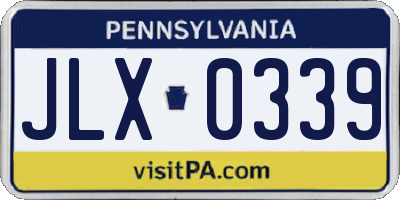 PA license plate JLX0339