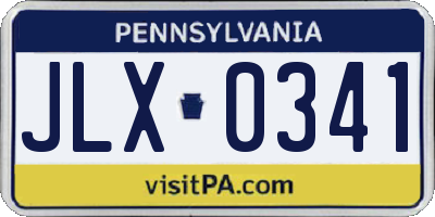 PA license plate JLX0341