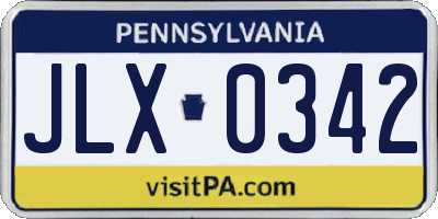 PA license plate JLX0342