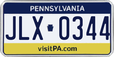 PA license plate JLX0344