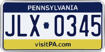 PA license plate JLX0345