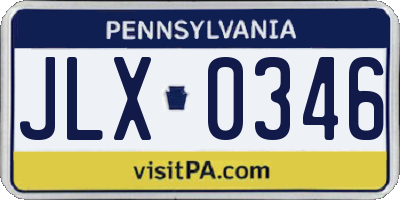 PA license plate JLX0346