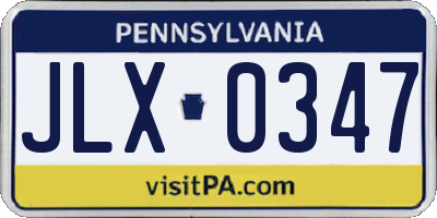 PA license plate JLX0347