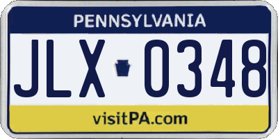 PA license plate JLX0348