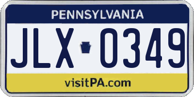 PA license plate JLX0349
