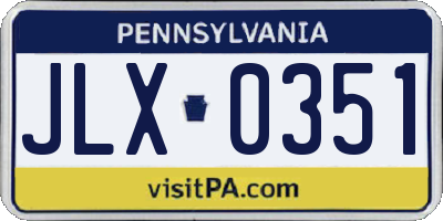 PA license plate JLX0351