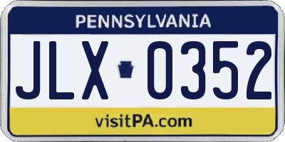 PA license plate JLX0352