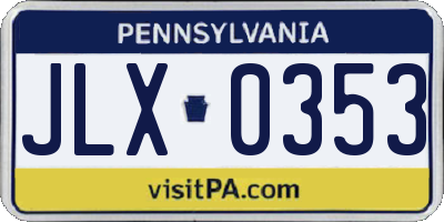 PA license plate JLX0353