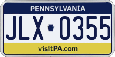 PA license plate JLX0355