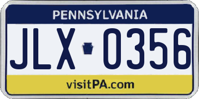 PA license plate JLX0356