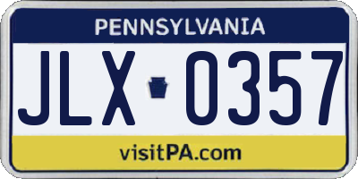 PA license plate JLX0357