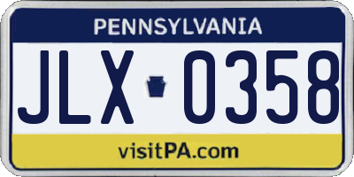PA license plate JLX0358