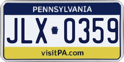PA license plate JLX0359