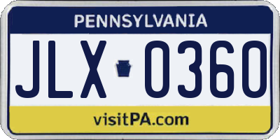 PA license plate JLX0360