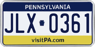 PA license plate JLX0361
