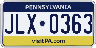 PA license plate JLX0363