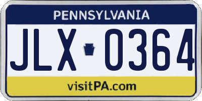 PA license plate JLX0364