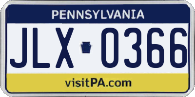 PA license plate JLX0366