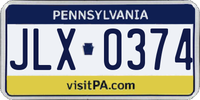 PA license plate JLX0374