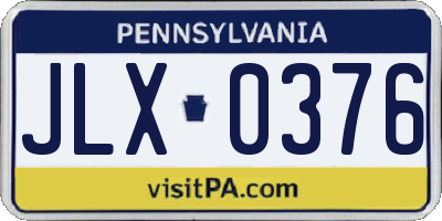 PA license plate JLX0376