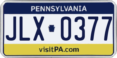 PA license plate JLX0377