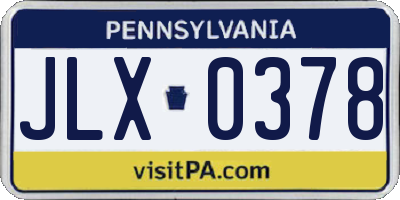 PA license plate JLX0378