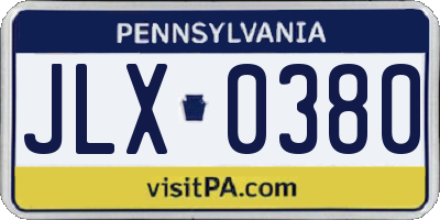 PA license plate JLX0380