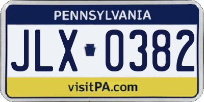 PA license plate JLX0382